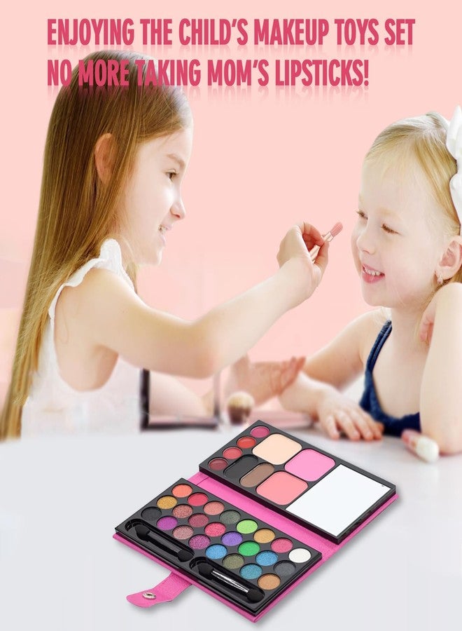 RevoNext Portable Real Kids Makeup Kit for Girls Washable Children's Play Makeup Set with Brush Teens Makeup Pallete Gift Set in Halloween Birthday Party (33 color red) - Image 4